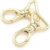 CRAFTMEMORE 2pcs Oval Snap Hooks Heavy Duty Metal Push Gate Swivel Lobster Clasp Keychain Clip Purse Making Accessories SC09 (3/4 Inch, Gold)