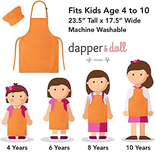 Dapper&Doll Kids Apron and Chef Hat Gift Set for Boys Girls Ages 410