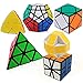Dreampark Speed Cube Set, Pyramid, Megaminx, Oblique, Mastermorphix, Square-1 SQ1 and Magic Snake Yellow and White Twisty Toy Puzzles - Perfect Puzzle Box for Kids, Teens, and Adults Set of 6