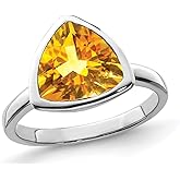 Gem And Harmony 2.60 Carat (ctw) Trillion-Cut Citrine Ring in Sterling Silver