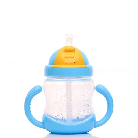 LALA LIFE Present Beautiful Design and Attractive Color Kids Soft Straw Insulated Juice Sipper Training Cup with Handles(Orange)