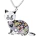Marte&Joven Valentine's Day Gifts Cute Cat Necklace Enamel Cartoon Cats Pendant Jewelry for Women Friends