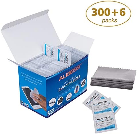 ALIBEISS Pre-Moistened Lens Wipes Screen Wipes for Glasses, Camera, iPad, Tablets, Smartphone, Screens and Other Delicate Surfaces,Pack of 300…