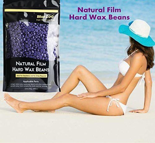 Hair Removal Wax Beans, Colgear Bluezoo No Strip Depilatory Hot Film Hard Wax Pellet Waxing Bikini Hair Removal Bean, for Men Women Facial Arm Legs &amp; Sensitive Areas 8.8 Ouces/bag (Lavender flavor)
