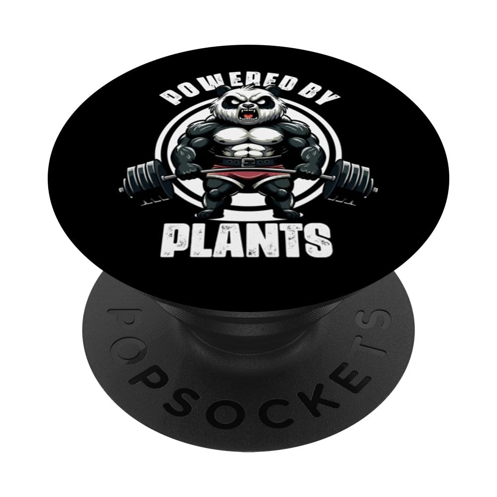 Powered By Plants Vegan Gym Weightlift Gym Panda Gym Fitness PopSockets Swappable PopGrip