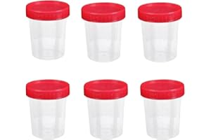 NentMent 6 Pack Specimen Cups Disposable Urine Collection Containers with Leak Proof Lids 4 oz Stool Sample Pee Cup for Docto