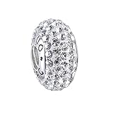 Boruo Charms 925 Sterling Silver Czech Glass Crystal Beads Spacers Birthstone Threaded Core Charm Fit All Bracelets.