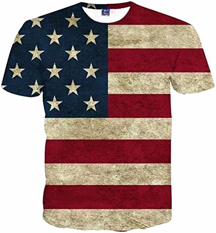 USA Flag T-shirt Men/Women Sexy 3d Tshirt Print Striped American Flag Men T Shirt Summer Tops Tees Plus Size (Asiz M)