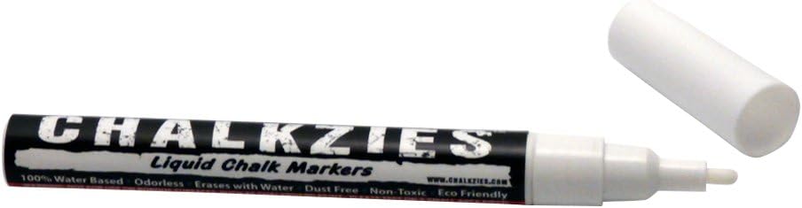 Chalkzies Liquid Chalk Marker โข Premium Quality โข 3mm Fine Point โข Chisel/Bullet Reversible Tip (1-Pack, White)