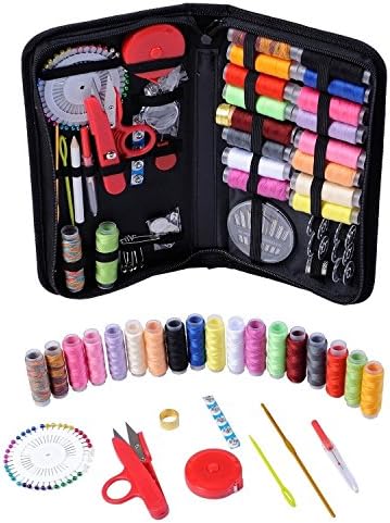 KeHOME Sewing Kit With 139 Premium Sewing Accessories, Practical Mini Travel sewing kit with Black Zipper Bag Home Travel Campers Emergency