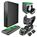 OIVO Xbox One X Accessories Kit, 4 in 1 Xbox One X Vertical Cooling Stand Cooler with Dual Controller Charger Dock Station with 2PACKS Rechargeable 600mAh Battery, 10 Games Storage