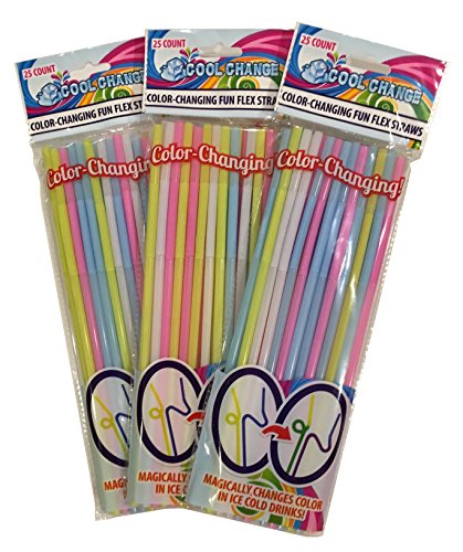 FunFlex (3pk) Color Changing Disposable Straws - Slim