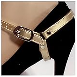 Florawang Detachable Leather Shoe Belt Strap Band for holding loose high heeled shoe pumps (Patent light gold)