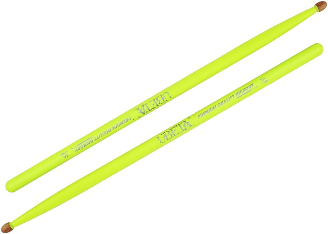 UBETA 5A Fluorescent Drumsticks American Hickory Classic Wood for Students and Adults-1 Pair