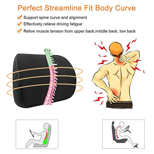 image for Anyshock Car Headrest Lumbar Pillow Neck Back Support 100% Memory Foam
