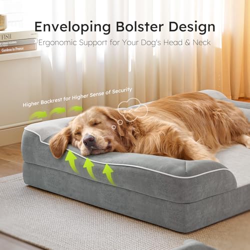 CWAWZ Cama XXL para Perros Extra Grandes, Cama ortopédica Gigante para Perros con Espuma viscoelástica con Gel refrescante, Cama Impermeable para Perros con Funda extraíble y Lavable, sofá Cama para