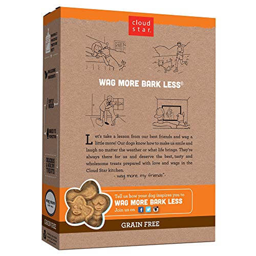 Cloud Star Wag More Bark Less Grain Free Oven Baked Treats with Peanut Butter & Apples -14 oz.