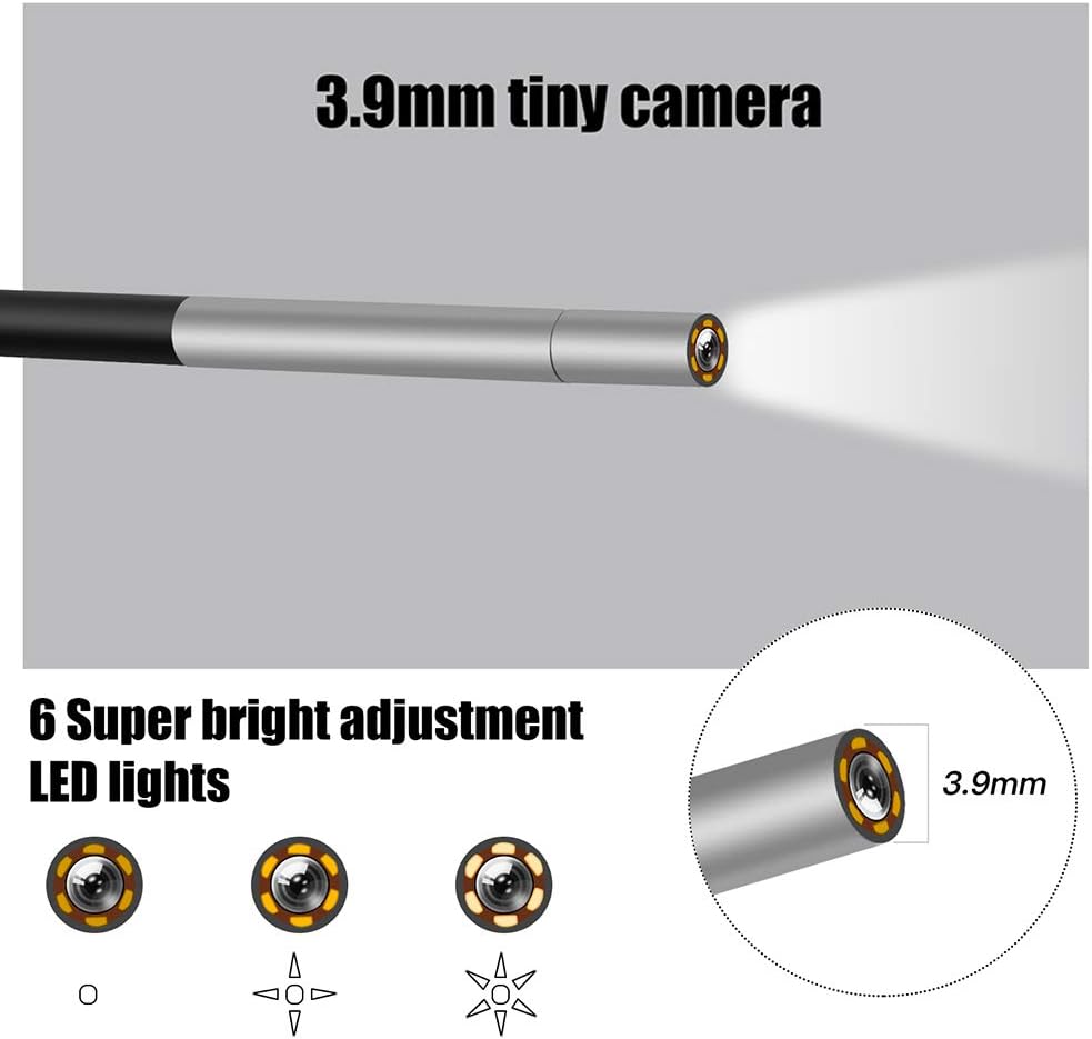 DDENDOCAM Industrial Endoscope, 3.9mm Borescope Inspection Camera 4.3