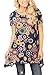 XUERRY Women Plus Size Short Sleeve Tunic Tops Loose Floral Print Shirt(Short-Navy/Pink,XXXL)