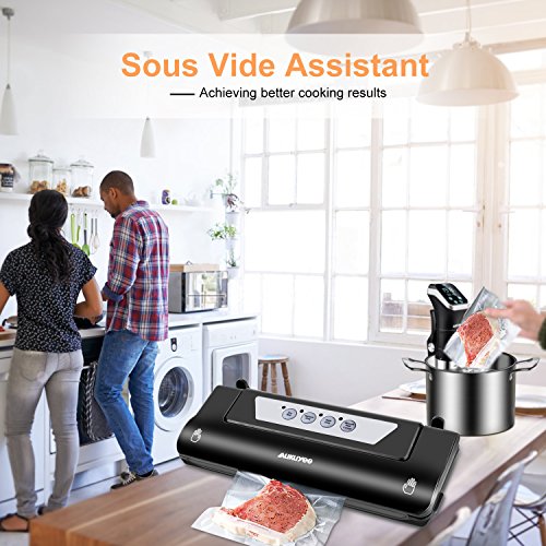 Vacuum Sealer, AUKUYEE Automatic 4-in-1 vacuum Sealer Machine with Cutter, Vacuum Sealing System for Food Preservation & Storage, Dry & Wet Food Modes, LED Indicator Lights, BPA-free Starter Bag Roll - Thumbnail 5