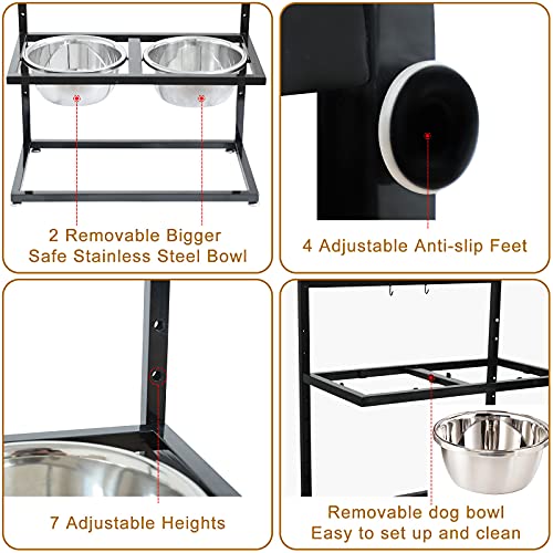 LAIWEN Elevated Dog Bowls Raised Bowls with 7 Heights Adjustable 6in to