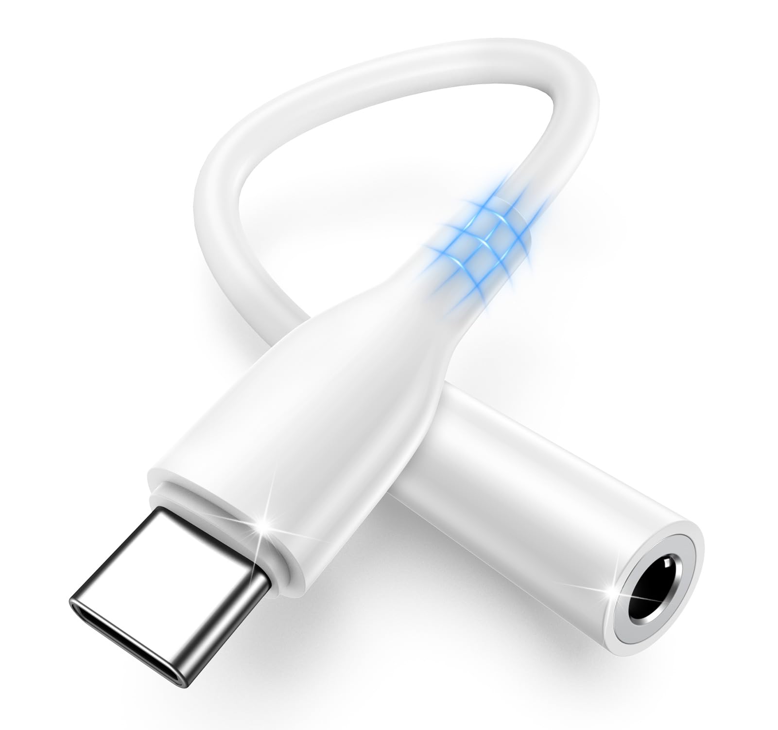 タイプc イヤホンジャック 変換 USB-C to 3.5 mm 4極 オーディオ変換アダプター ハイレゾ対応 ヘッドセットマイク DAC搭載 通話 音量調節 音楽 高耐久性 iPhone 16/15/iPad Pro 2021/ipad air 4 Mini 6/Xperia 5/Galaxy S23/Google Pixel 7 Pro等 Type cソケット対応 （白） の商品画像
