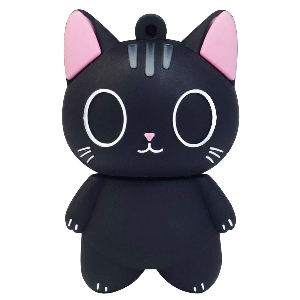 leizhan 32GB USB Flash Drive Cute Black Cat Silicone Waterproof, Durable External Memory for Gifts