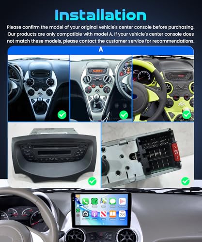 Rimoody 4G+128G Android Autoradio per Ford Ka 2008-2014 9" Schermo IN-CELL HD Touchscreen Radio Auto Carplay Android Auto Senza Fili FM/RDS/EQ WiFi Navi GPS Bluetooth Comandi al Volante Retrocamera