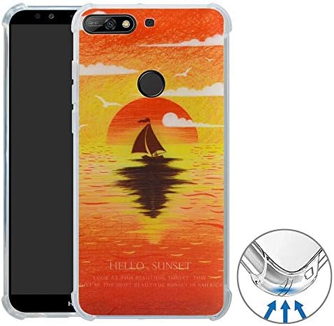 YuChen Huawei Y7 / Honor 7C / Enjoy 8 Case, Pattern Design Painting Ultra Lightweight Flexible TPU Corners Bumper Cover For Huawei Y7 2018 / Honor 7C / Enjoy 8 (Not fit other model), Sunset