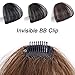 Stamped Glorious Real Human Hair Clip on Air Bangs Hairpieces for Women Flat Bangs with Temples(Color:Light Brown)