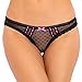 Rene Rofe Women's Sexy Crotchless Sheer Dot Mesh & Lace Cheeky Panty (Small/Medium, Black)