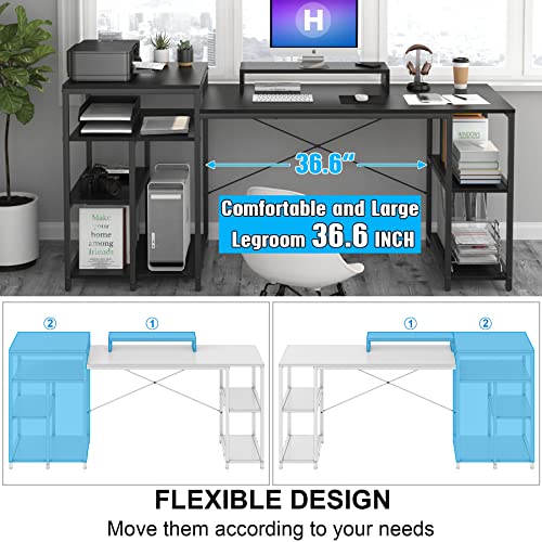 HYPIGO Desk with Printer Space Home Office Desks 69 Inch Computer Desk