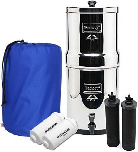 BIg Berkey BK4X2-BB Stainless Steel Water Filtration System with 2 Black Filter Elements and 1-set of Fluoride Filters (PF2) and Totebag