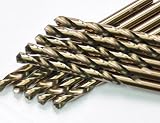 DrillForce 10pcs 9/64 inch x 2-7/8 inch Cobalt Drill Bits, High Speed Steel Twist Drill Bits, Jobber Length, Round Shank. Can drill Stainless Steel, Ideal for DIY, home, general building and engineeri