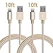 iPhone charger, YEONPHOM 2 Pack 10FT Lightning Cable Nylon Braided 8pin Charging Cable Extra Long USB Cord for Apple iphone 7 7plus SE,6s,6s plus,6plus,6,iPad Mini,Pro,Air,iPad5,iPod - Gold