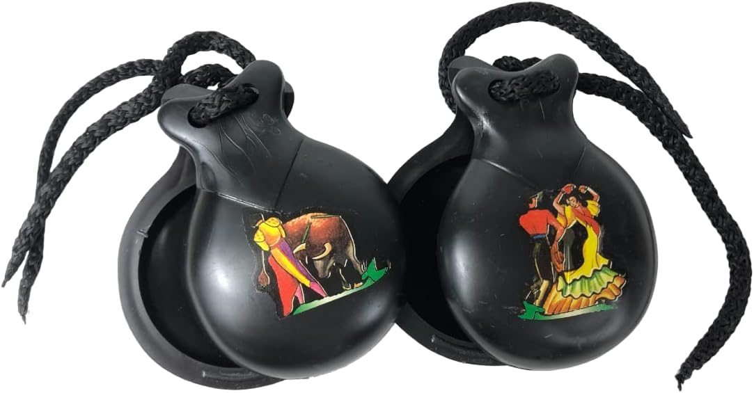 Spanish castanet souvenir, black color with typical Spanish drawings.