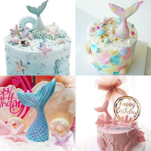 BAKHUK 4pcs Seashell Mermaid Tail and Seaweed Mold for Making Chocolate and Candy, Decorating Marine Themed Cakes - Thumbnail 5