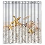 Vandarllin Unique Starfish Seashell Beach Theme Shower Curtain Waterproof Polyester Fabric 66"(w) x 72"(h) Inches-Ocean Bathroom Decor (66x72)