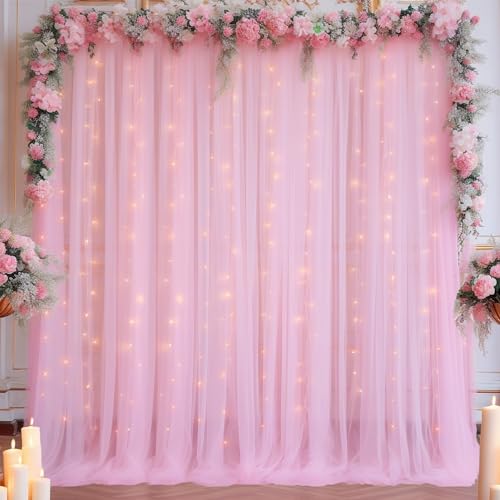 Pink Tulle Backdrop Curtain Set