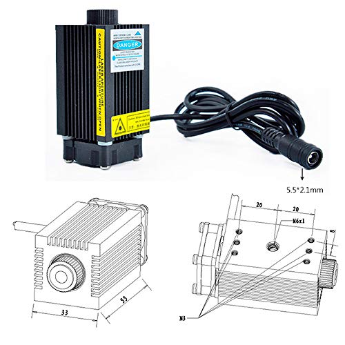 2500mW 2.5W Blue Laser Module 450nm DC 12V Dot Focal Adjustable Focusable for CNC 3D Printer DIY Engraving