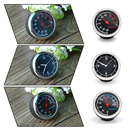 OLLGEN Auto Car Vehicle Thermometer Hygrometer Clock,Mini Small Classic Dashboard Thermometer Hygrometer Clock,3 in 1 for Car Cool Decoration - Thumbnail 5