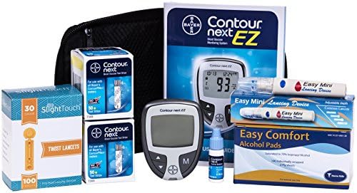 Contour Next Diabetes Testing Kit - Contour Next Ez Meter, 100 Bayer Contour Next Test Strips, 100 30g Slight Touch Lancets, 1 Lancing Device, Control Solution, 100 Alcohol Prep Pads