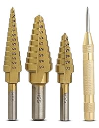bastex Paso Brocas 3 piezas & automático Center Punch Acero de alta velocidad con 28 Total tamaños