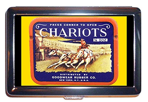 Vintage Condom Graphics Chariots Stainless Steel ID or Cigarettes Case (King Size or 100mm)