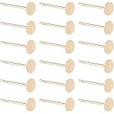 SUNNYCLUE 200Pcs Real 24K Gold Plated Flat Earring Posts Stainless Steel Stud Earring Findings Blank Round Ear Pins Small Tray 4mm Earring Studs for Jewelry Making Earrings Supplies DIY Crafts Women