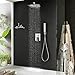 Iriber Chrome Shower System 10 Inch High Pressure Rainfall Shower Head Brass Shower Set Bathroom Rain Shower Mixer Shower Valve Modern Rain Shower and Shower Faucet and Handheld Combo Set