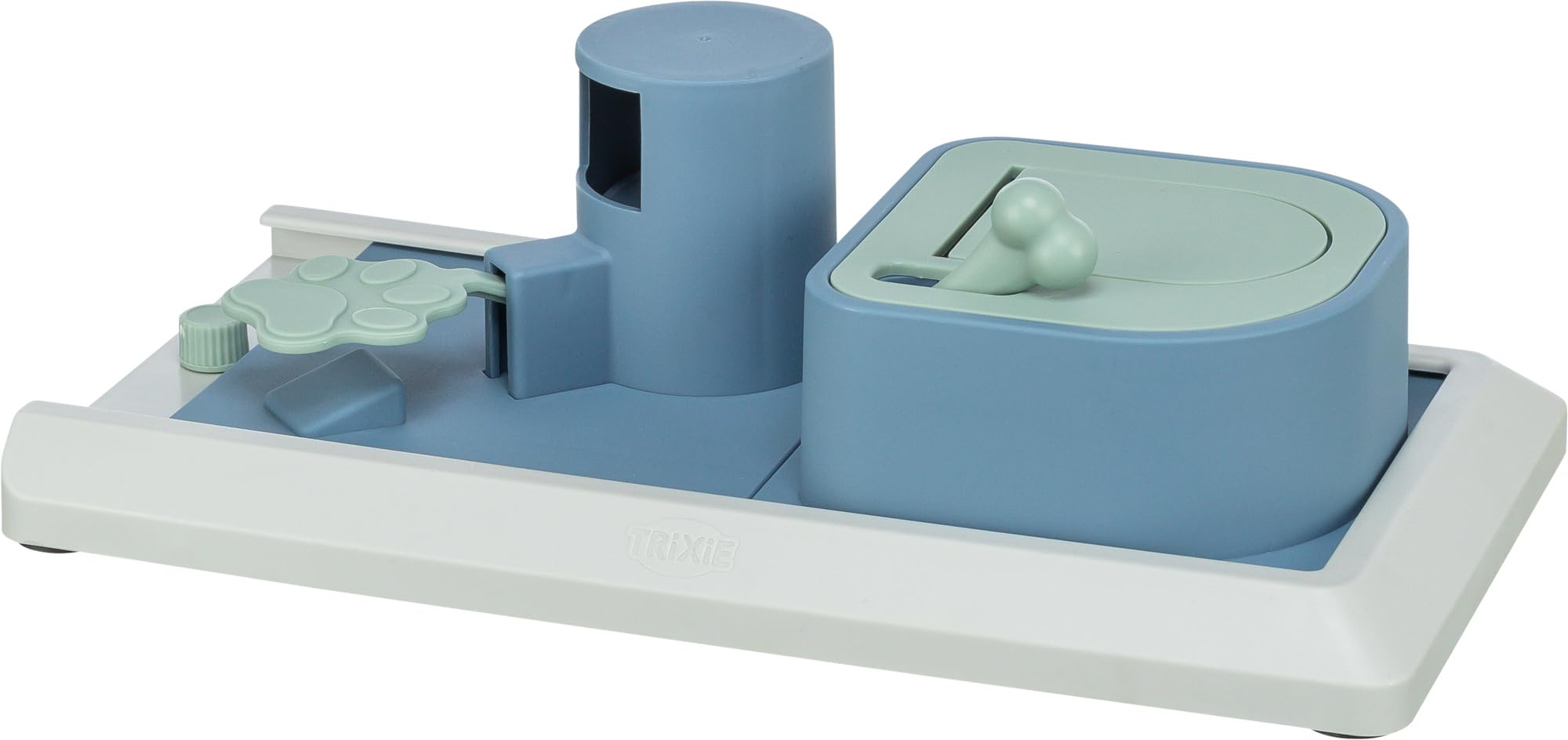 TRIXIE Poker Box Vario 1 – Intelligence toy – Level 2 strategy game – With folding and pedal elements – Non-slip and dishwasher safe – Plastic – 32 × 17 cm – 32031