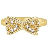 Gold Plated Clear White Crystal Bow Girl Toddler Children's Ring