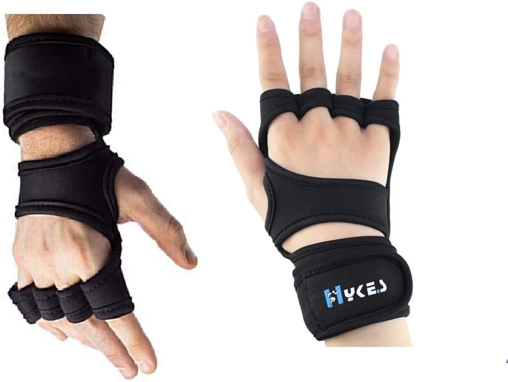 Hykes Gloves - Weight Lifting Hand Grips with Wrist Wrap Support Guard - Pull Up Bar,Gym Workout, Hand Grips, Powerlifting, Crossfit, Fitness, Training Palm Protector - Men and Women