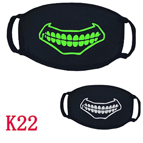 Luminous Halloween Mask,Hongxin Black Halloween Party Luminous Ghost Skull Half Face Scary Horror Mask(26 Styles) (V)